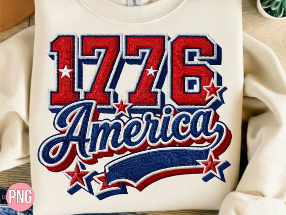 1776 America 3D Embroidery USA PNG – A Versatile Design for Creative Projects