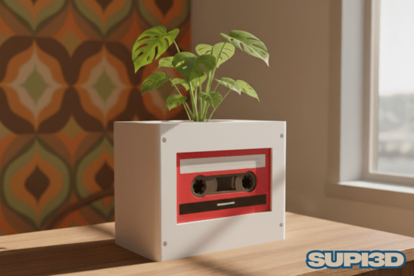 3D Cassette Recorder Planter STL 076 – A Modern Touch for Indoor Greenery