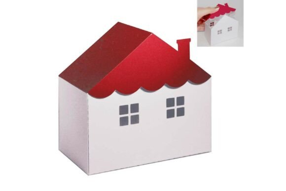 3D House Shaped Paper Favor Box SVG
