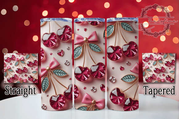 3D Inflated Rhinestone Cherry Tumbler: A Stylish Digital Design for Custom Drinkware Projects