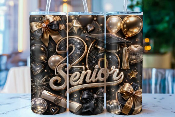 3D Inflated Senior 2026 Tumbler Wrap PNG: A Sophisticated Design for Graduation Celebrations