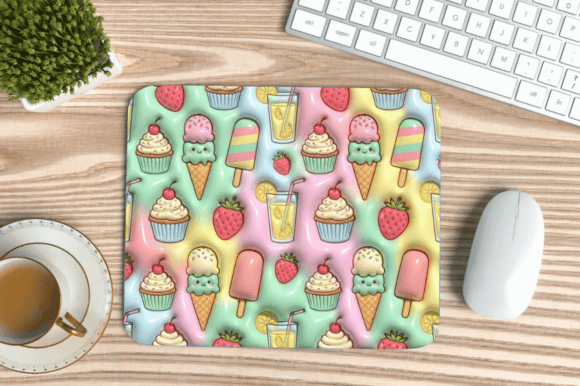 3D Puff Ice-Creams Summer Mouse Pad PNG: A Creative Digital Design for Modern Workspaces