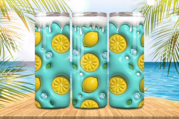 3D Puff Lemons Summer Tumbler Wrap Sum: A Stylish and Practical Design for Custom Tumbler Enthusiasts