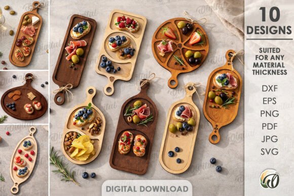 3D Serving Trays Bundle Laser Cut: A Digital Design Resource for Custom Creations