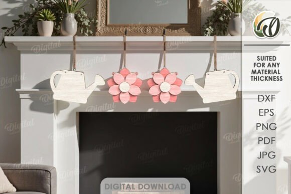 3D Spring Banner Laser Cut Design