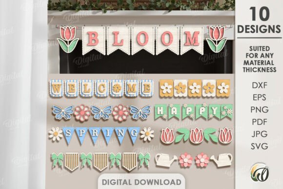 3D Spring Banners Bundle Laser Cut – Creative Design Made Easy