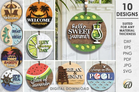 3D Summer Round Signs Bundle Laser Cut: A Creative Digital Design Solution