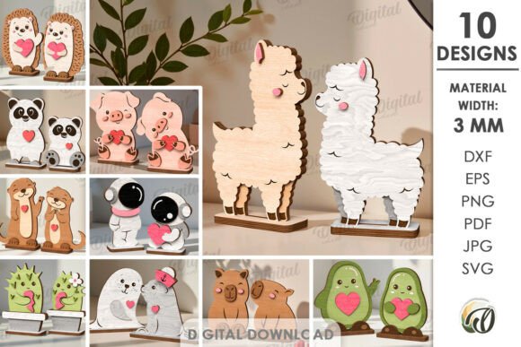 3D Valentine's Day Figurines Bundle: Elevating Creative Expression with Laser-Cut Precision