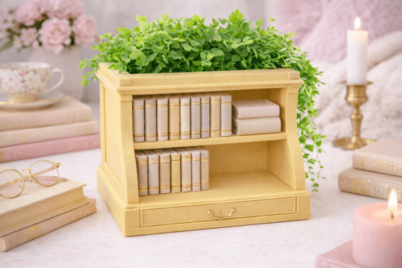 Charming Bookshelf Planter 3D Model for Creative Designers
