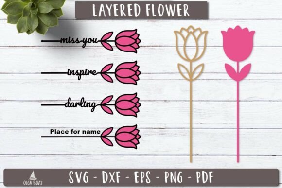 Crafting with the Tulip Flower Name SVG 3D Layered Laser Design