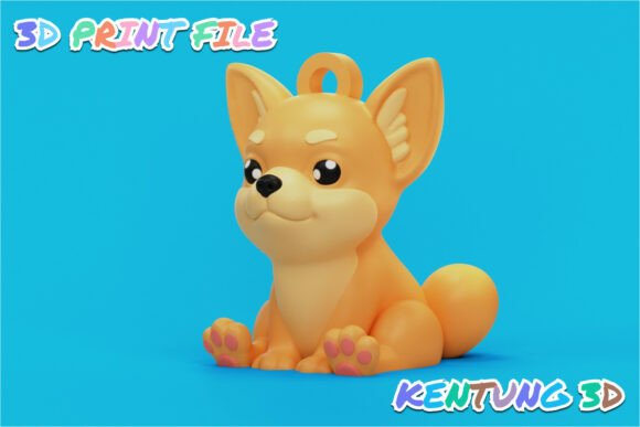 Cute Chihuahua Keychain STL for 3D Printing