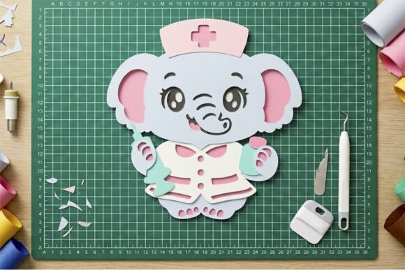 Doctor and Nurse Elephant 3D SVG: A Unique Blend of Cuteness and Craftsmanship