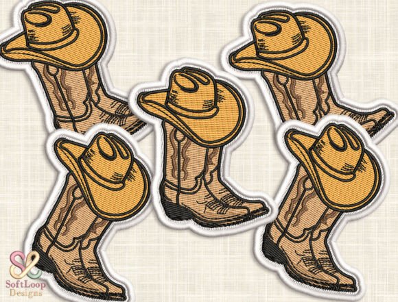 Explore the Charm of the Cowboy Boot Patch Embroidery Design