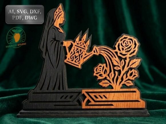 Gothic Lady Roses 3D Layered Laser: Elevate Your Laser Cutting Projects with Dark Romance and Precision