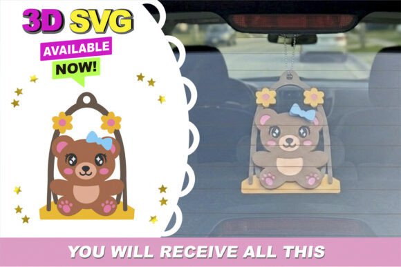 Hanging Bear 3D SVG: A Charming Craft Solution for Personalized Decor
