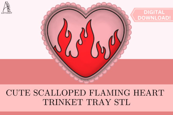 Heart Flame Trinket Tray STL 3D Print – A Stylish Fusion of Function and Aesthetic