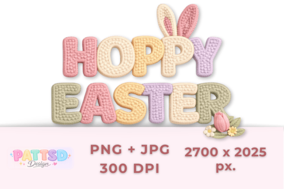 Hoppy Easter 3D Thread Letters JPG PNG: Creative Design Resources for Diverse Applications