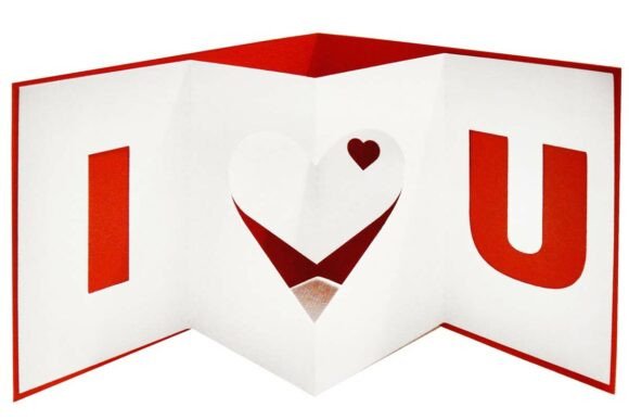 I Heart U Love Pop Up 3D Cutout Card SVG