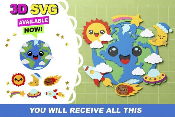 Kawaii Earth and Space 3D SVG: A Creative Resource for Whimsical Design Projects