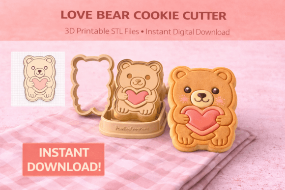Love Beary Cookie Cutter 3D Model for 3D Printing