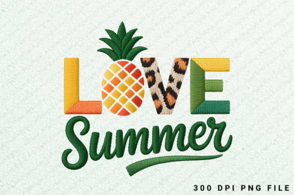 Love Summer Sublimation PNG Design: A Fresh, Trendy Embroidery Look for Modern Projects