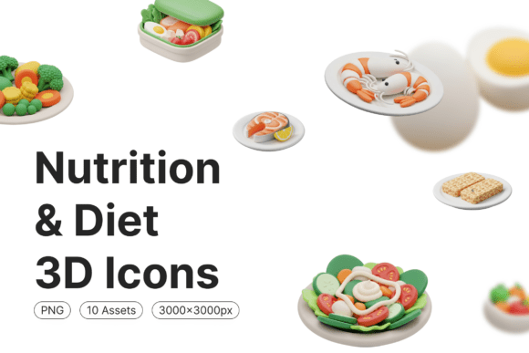 Nutrition Diet 3D Icons: Visual Tools for a Health-Conscious Digital World