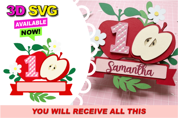 Sweet Apple Cake Topper 3D SVG: A Fresh Design for Celebratory Crafts