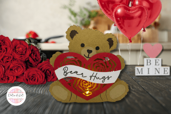 Sweetheart Bear Paper Lantern 3D SVG