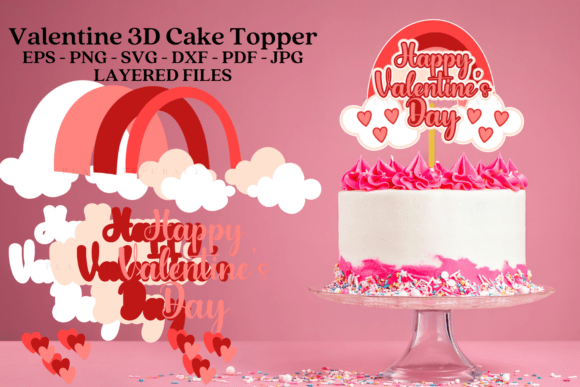 Valentine 3D Cake Topper SVG Laser Cut